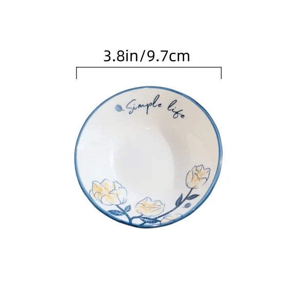 4-Piece 8-Inch Japanese Hand-Painted Ceramic Dipping Dishes Soy