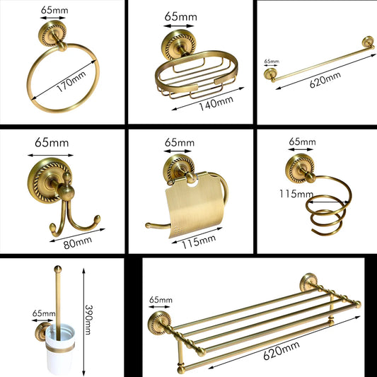 Kemaidi Antique Brass Bathroom Paper Holder Toilet Brush
