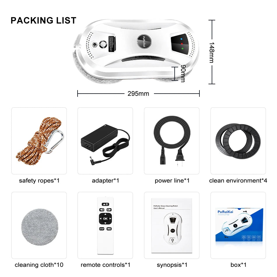 Puruikai Ultra Thin Robot Vacuum Cleaner Window Cleaning