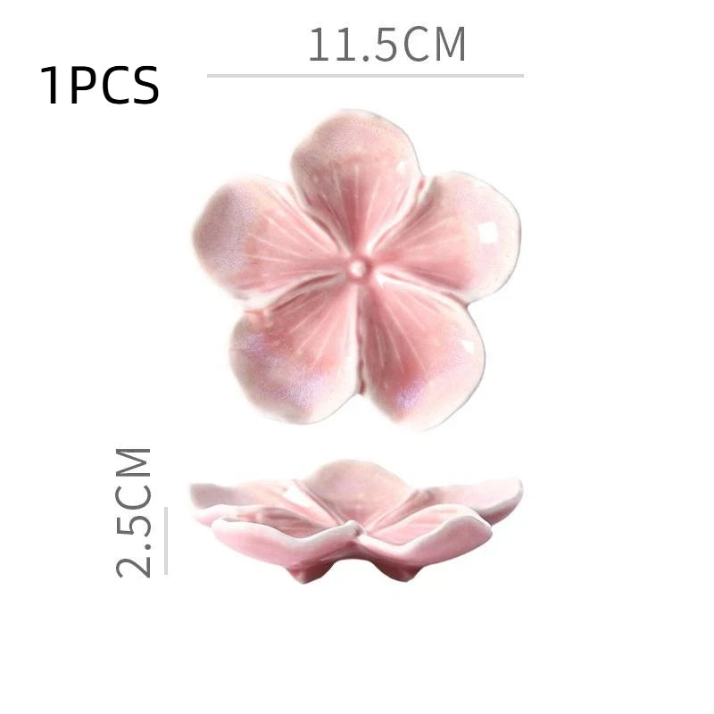 1pc Vintage Ceramic Craft Dish Flower Shaped Small