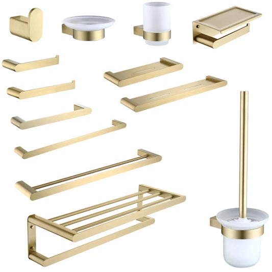 Brushed Gold Towel Ring Holder Bar Rack Brush/Paper