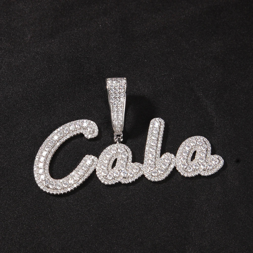 Uwin Custom Name Pendant Brush Cursive Letter Necklace