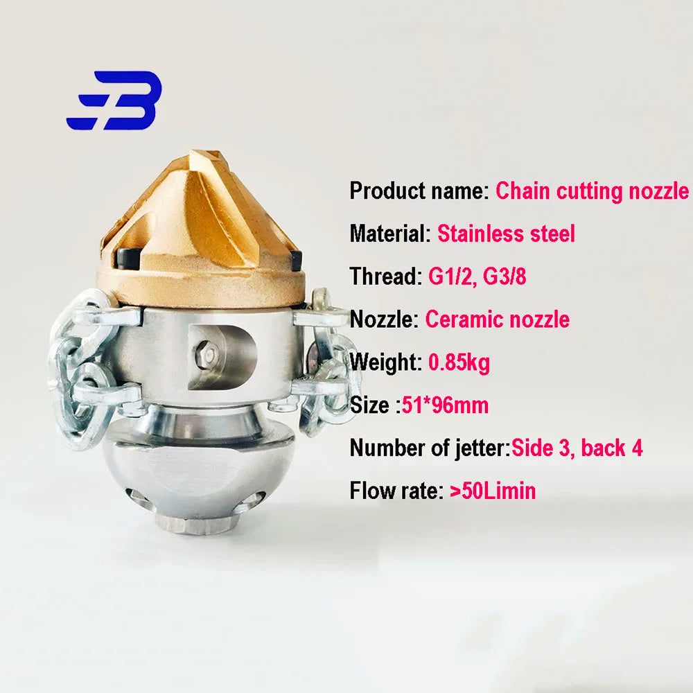High Pressure Pipeline Dredging Nozzle Diamond Tip Rotating