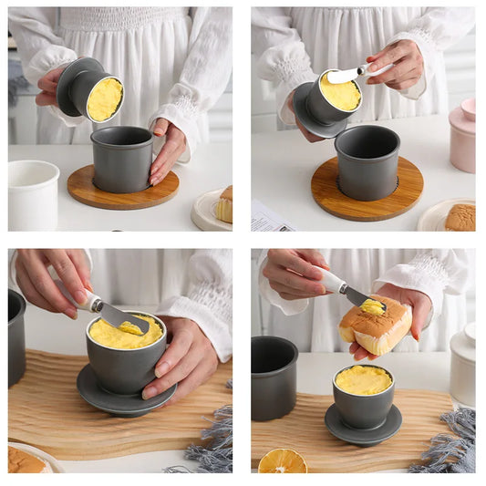 Ceramic Butter Dish Lid Western Style Cheese Butter