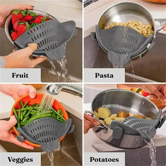 1pc Adjustable Silicone Clip On Strainer Pots Pot
