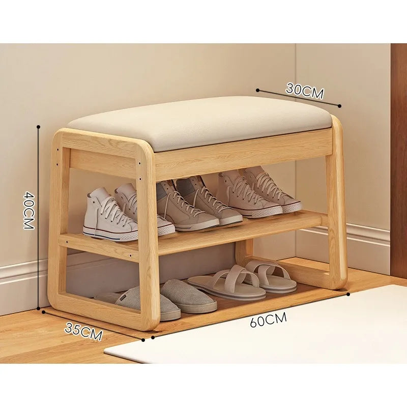 Solid Wood Storage Shoe Exchange Stool Solid Wood