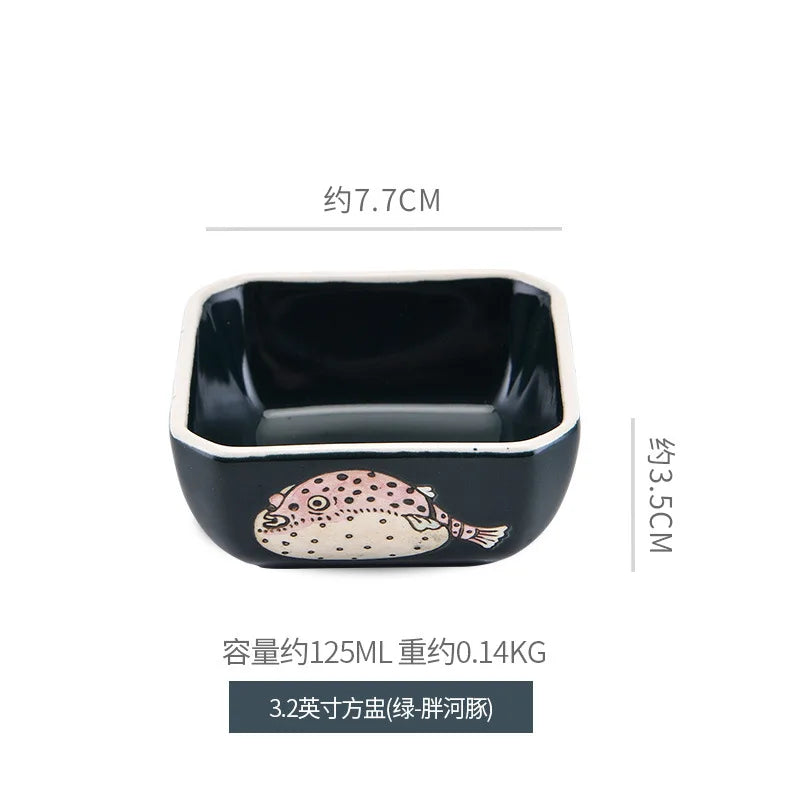 1pc Flavorful Japanese Ceramic Small Dish Square Dip