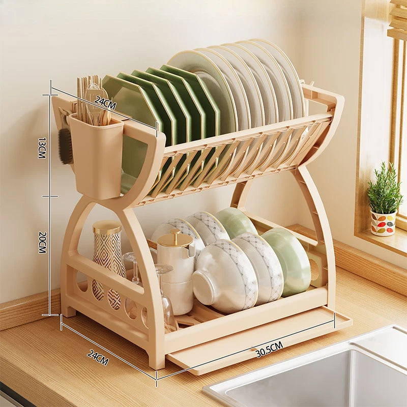 Stainless Steel Tier Dish Drying Rack Organizer Bowl