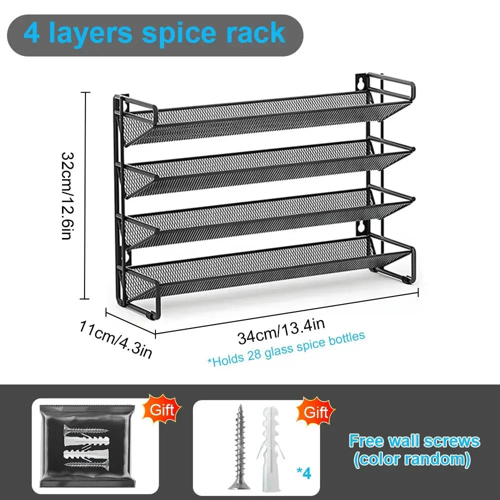 3/4tier Spice Rack Counter Standing Wall Mounted Spice