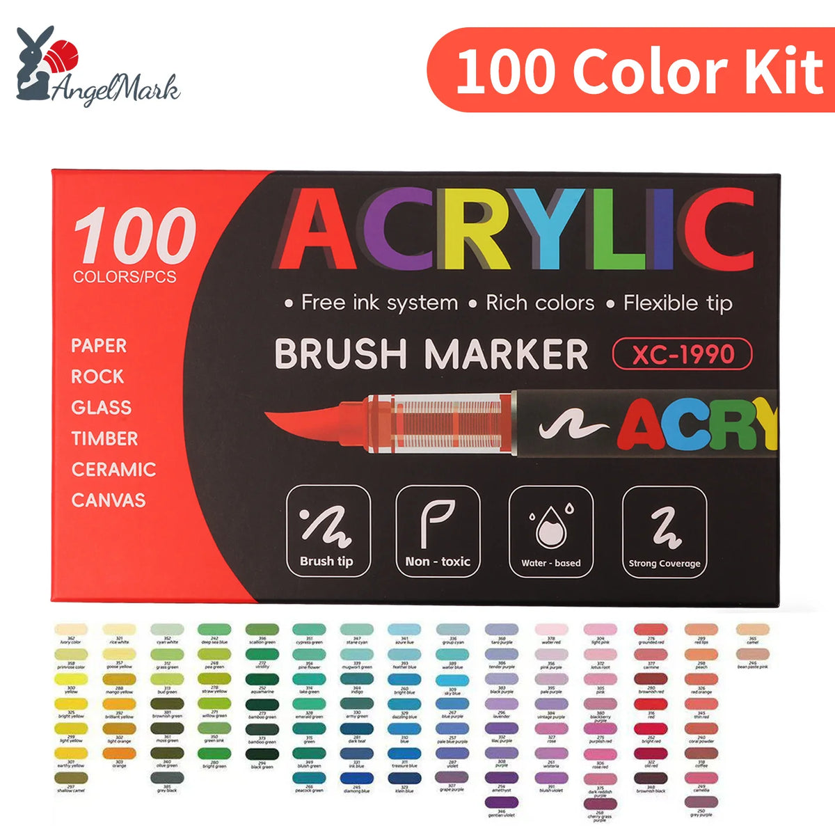 12-168 Colors Acrylic Paint Pen Marker Brush Tip