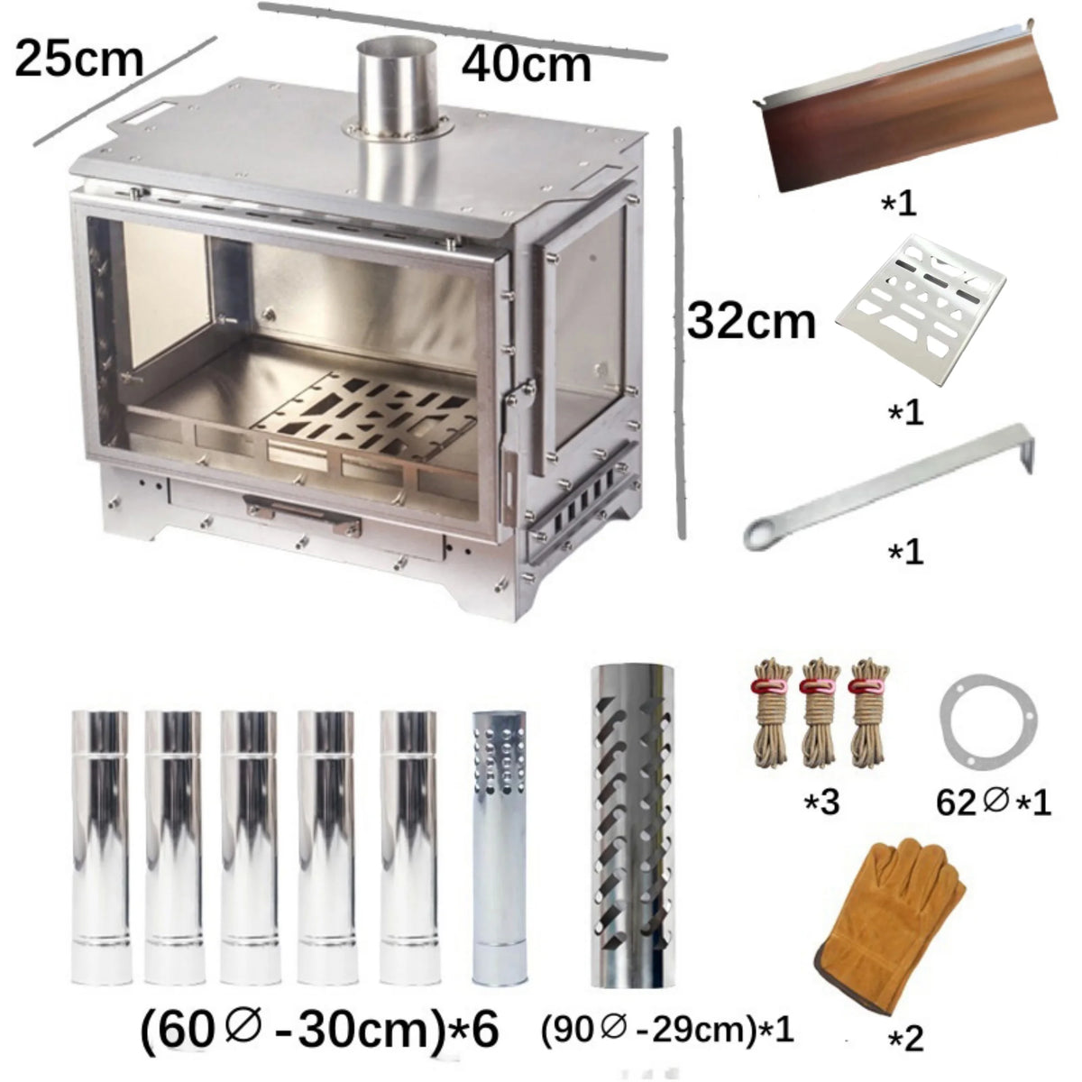 Smilodon Camping Wood Stove 430ss Smokeless Fireplace Tent