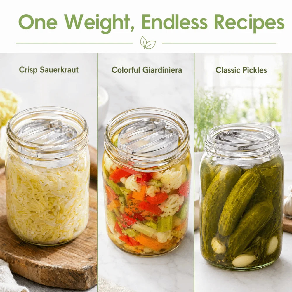 Fermented Glass Weights Handle Clear Wide Mouth Mason