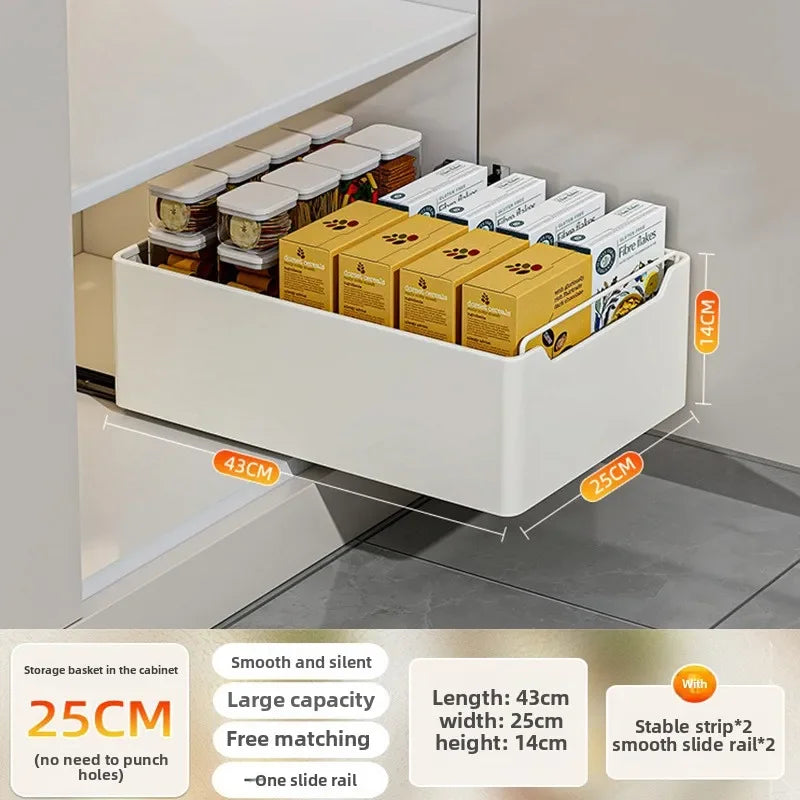 Storage Shelf Slide Rails Pull-Out Drawer Type Organizer