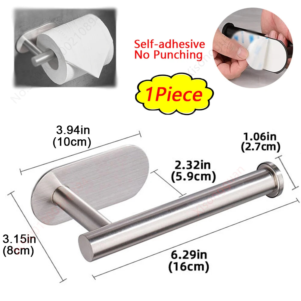 1/2pcs Paper Towel Holder Toilet Paper Holder Adhesive