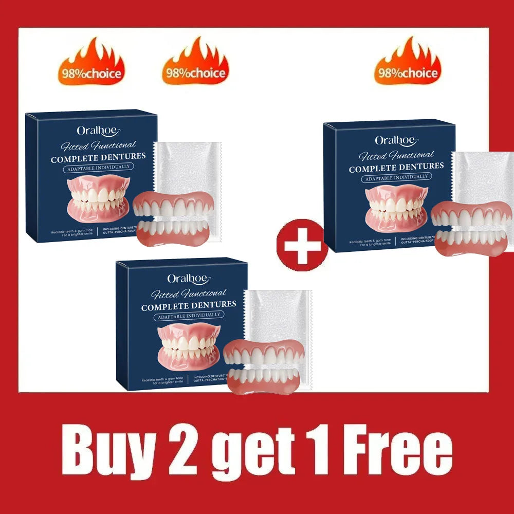 Adult Full Silicone Fake Teeth Upper & Lower