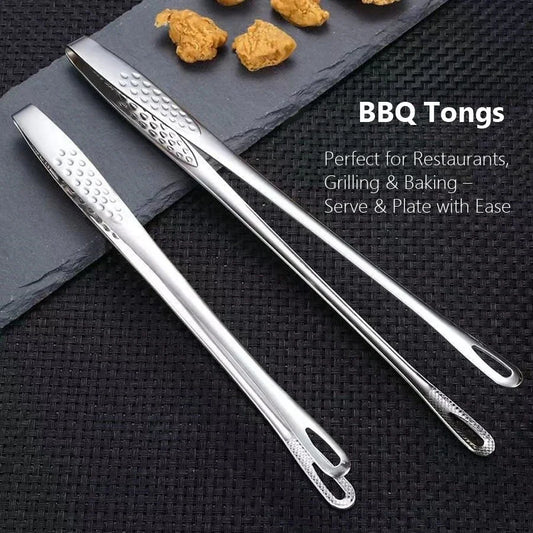 Long Stainless Steel Tongs Non-Slip Heat Resistant Bbq