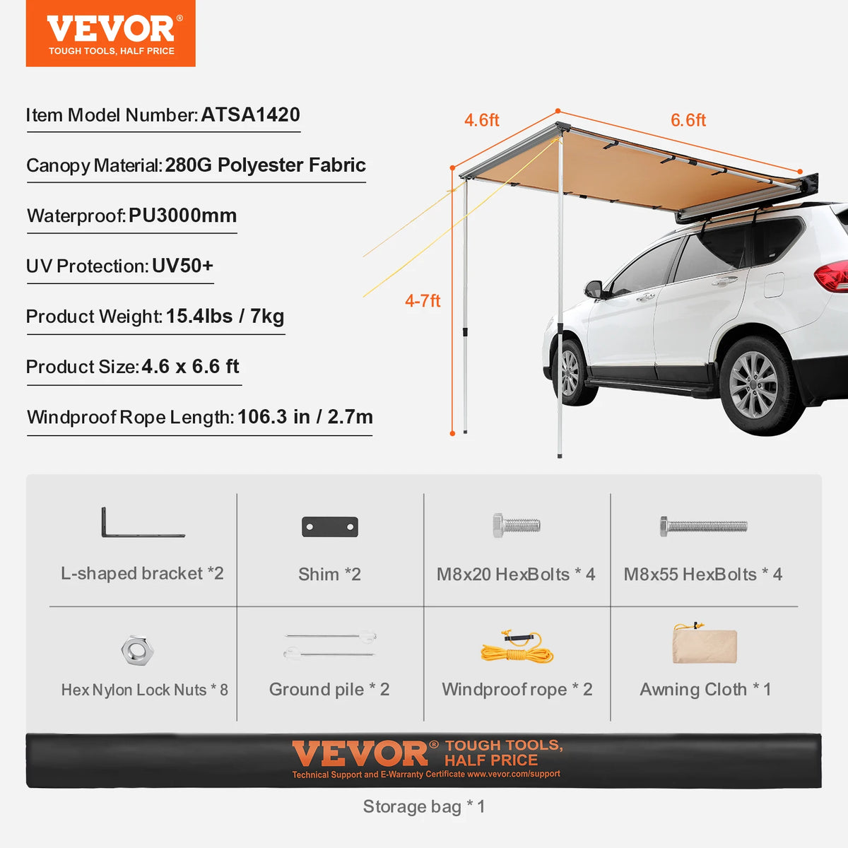 Succebuy Vehicle Awning Retractable Car Side Awning Car