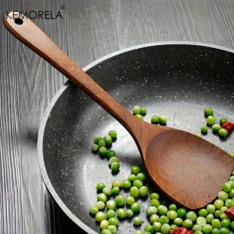 10pcs Natural Wooden Cooking Utensils Kit - Spoons