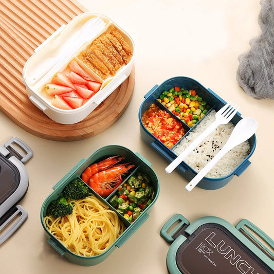 Double-Layer Lunch Box Compartment Fruit Food Box Microwave