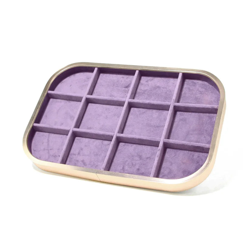 High-Grade Metal Frame Velvet Jewelry Display Tray Purple