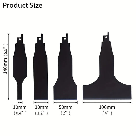 4-Piece Heavy-Duty Scraper Blade Reciprocating Saws Steel Tile