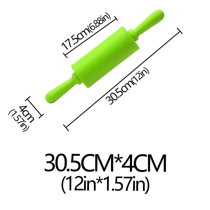 Non-Stick Plastic Handle Pastry Dough Flour Roller Silicone