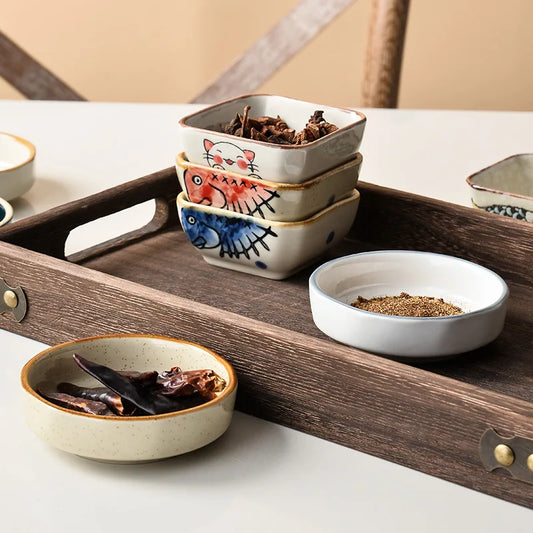 1pc Flavorful Japanese Ceramic Small Dish Square Dip
