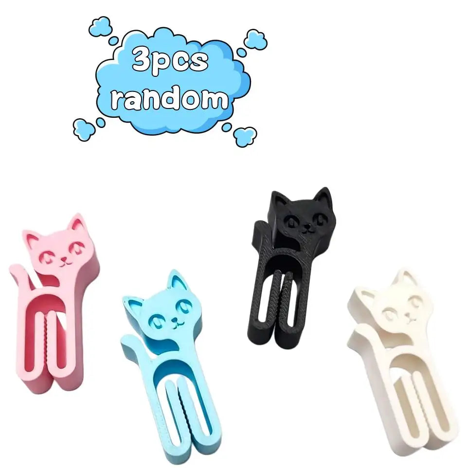 3/6pcs Random Cat-Shaped Clips Seal Bags Envelopes &