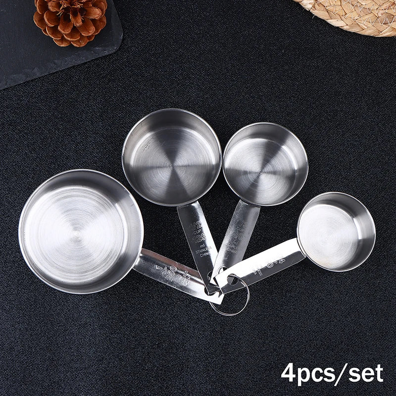 4/6/8pcs Stainless Steel Measuring Spoon Integrated Scale