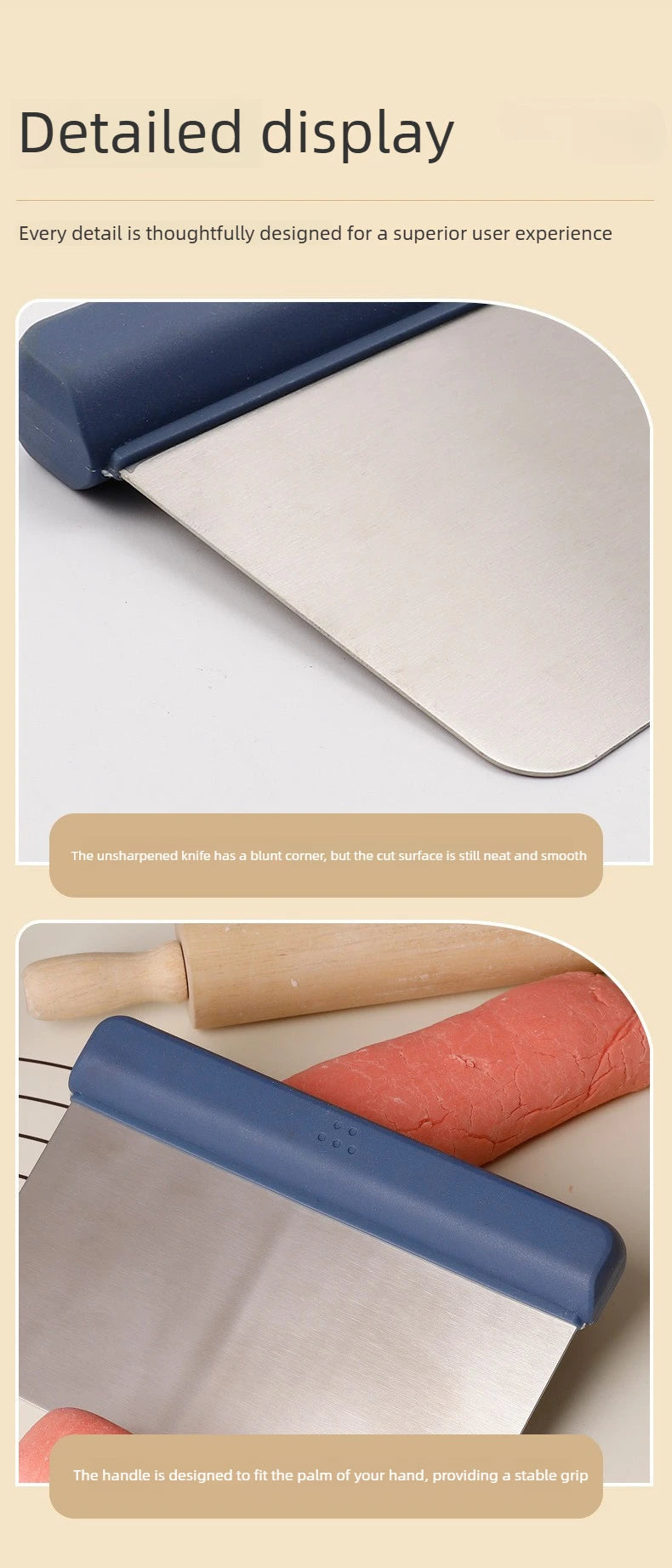 Stainless Steel Dough Scraper Handle Bench Cutter Pastry
