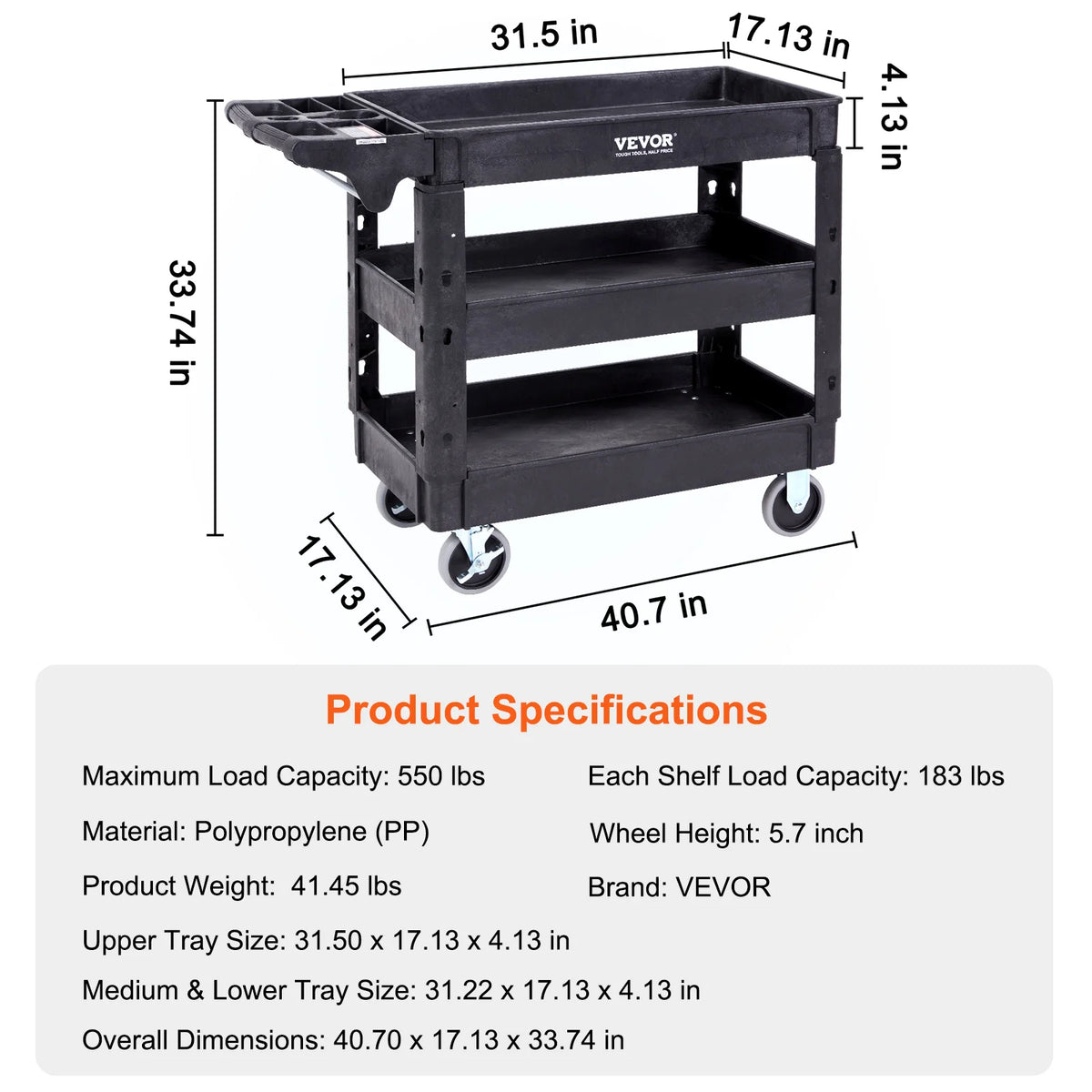 Succebuy 2/3 Shelf Utility Service Cart Dolly 360