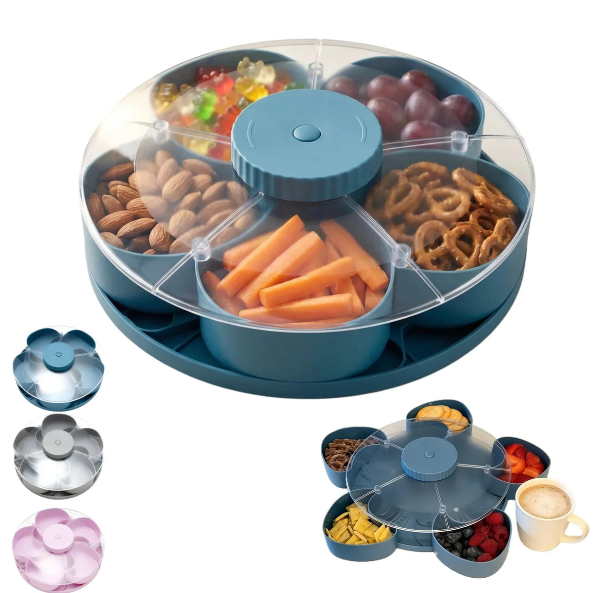Rotating Snack Tray Lid Multi Gridsnack Box Candy