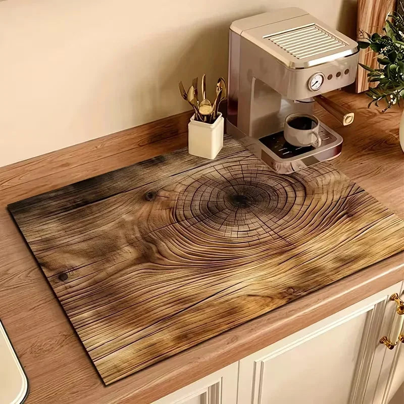 Vikama American Wood Grain Tableware Drying Mat Non-Slip