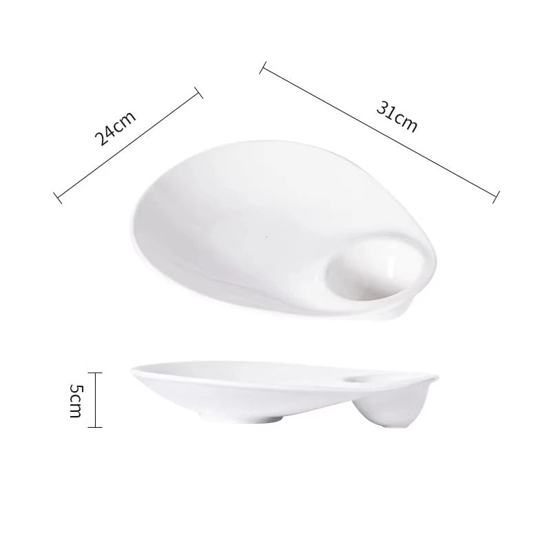 1pc White Ceramic Dumpling Plate Vinegar Dish Special