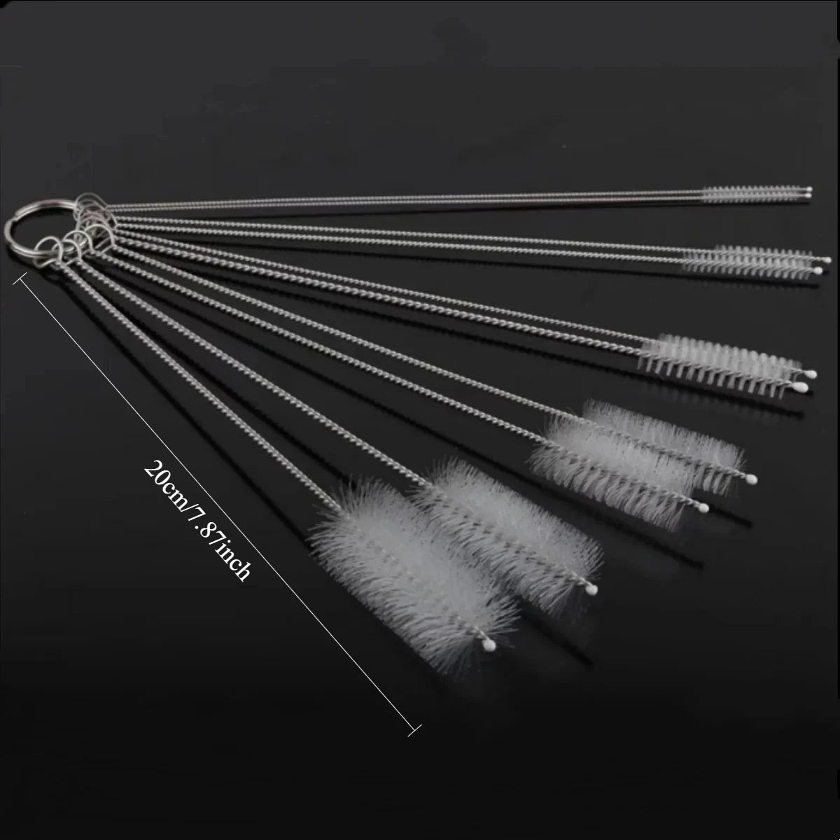 10-Pack 20cm Stainless Steel Bottle Cleaning Brushes Reusable