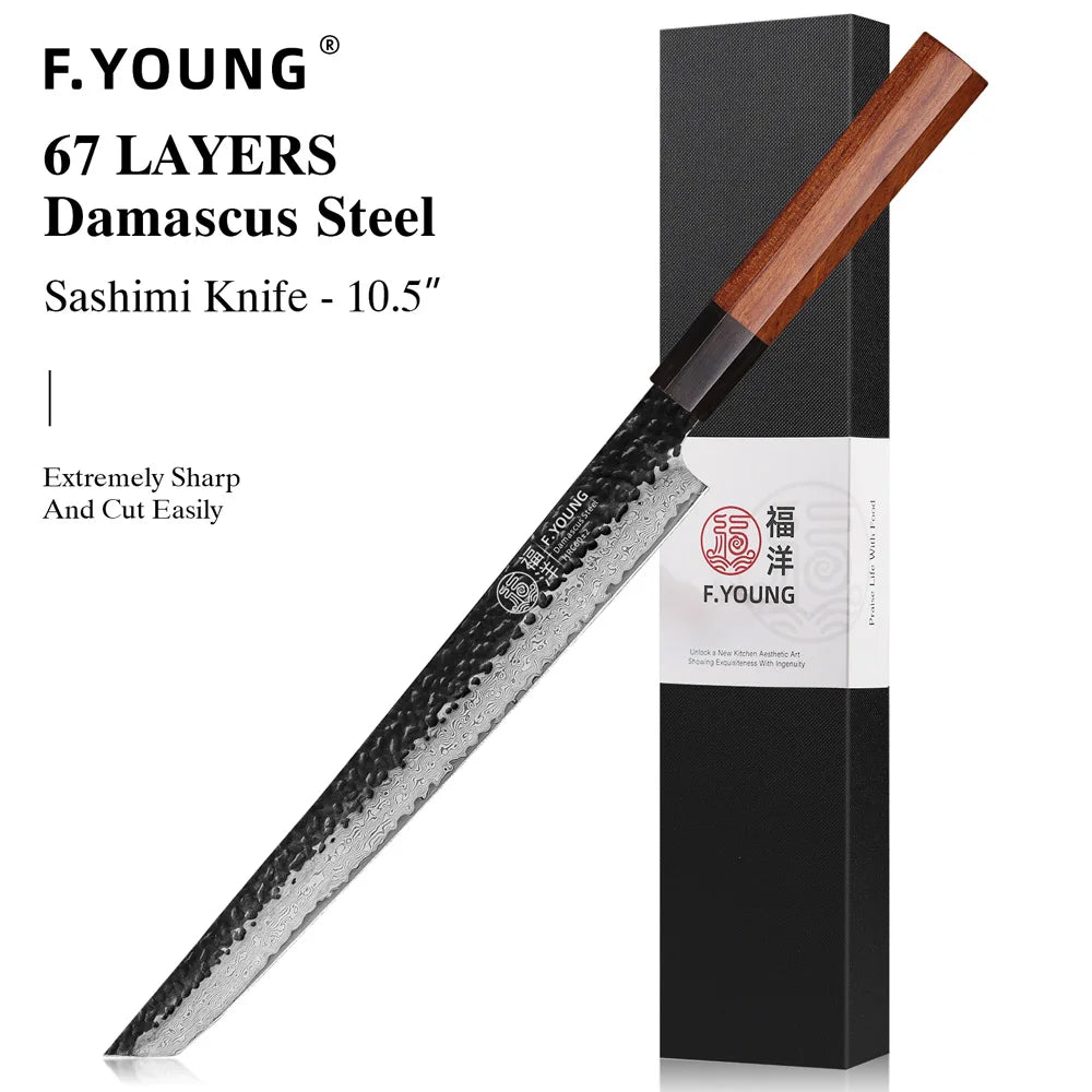 Young Japanese Hand Forged Chef Knife Damascus Steel