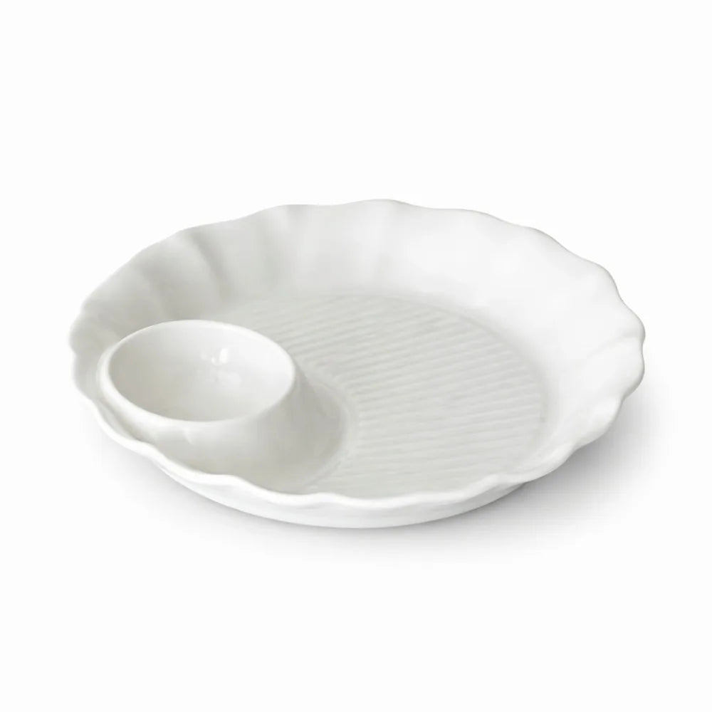 Minimalist Round Ceramic Dumpling Dishes Thicken Ruched Hem