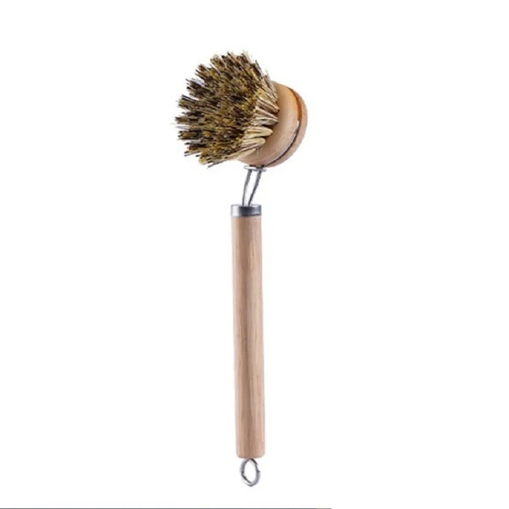 Bamboo Dish Scrub Brush Wooden Cleaning Scrubbers Cleaning