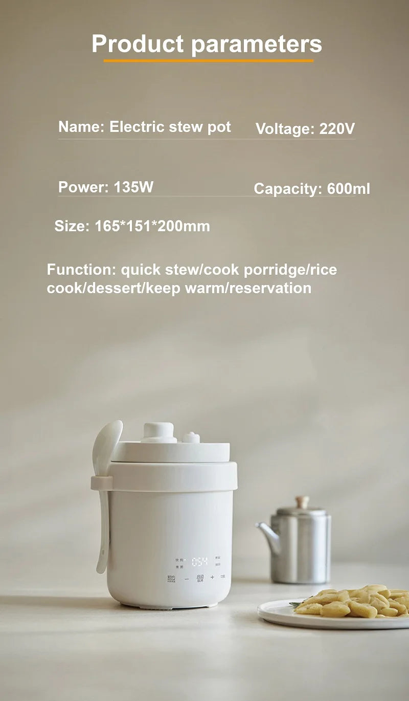 600ml Rice Cooker Multi-Function Ceramic Non-Stick Fast Electric