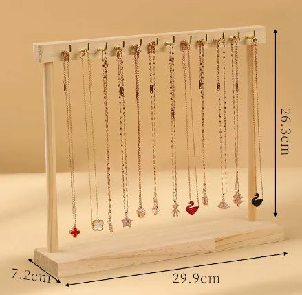 Jewelry Organizer Display Stand Wood Necklace Hanging Countertop