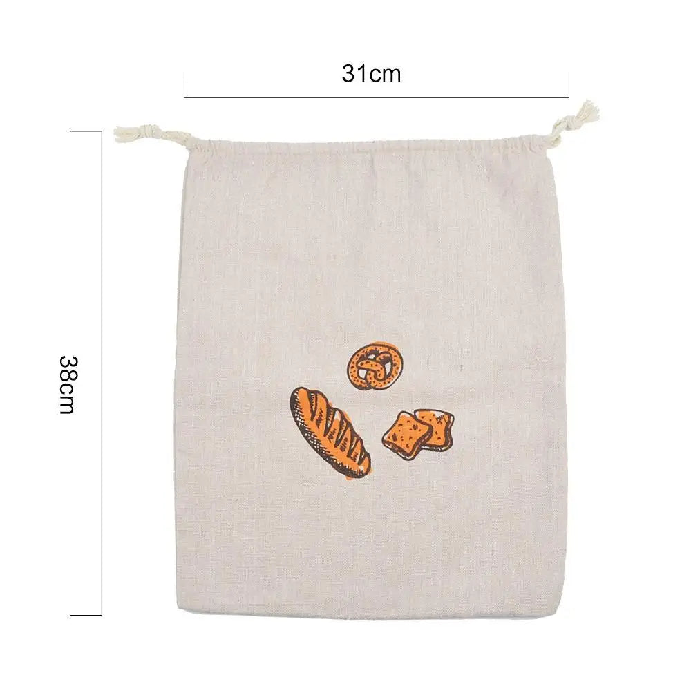 Reusable Linen Drawstring Bread Storage Bag Washable Storage