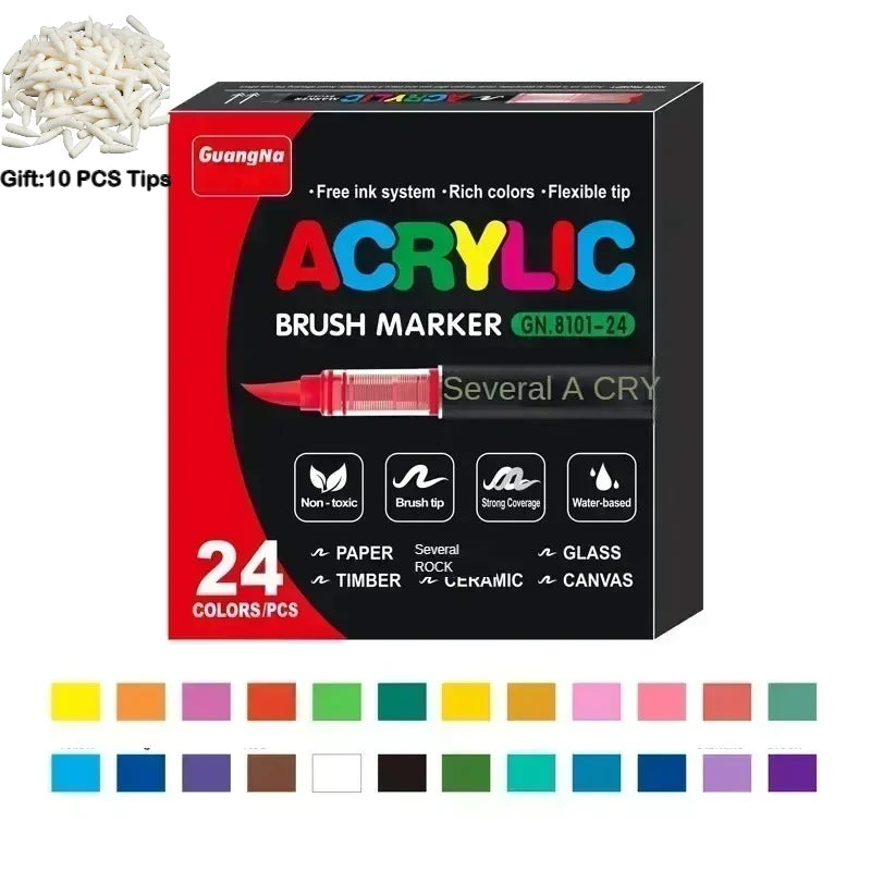 Guangna 12-360 Colors Acrylic Paint Pens Pencil Brush