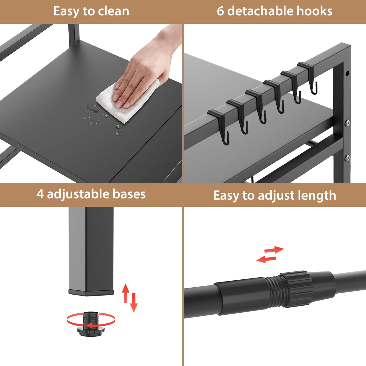 Expandable Microwave Rack Tier Microwave Rack Hooks Microwave