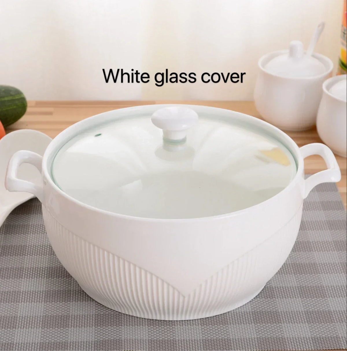 Ceramic Soup Pot White Round Nordic Phnom Penh