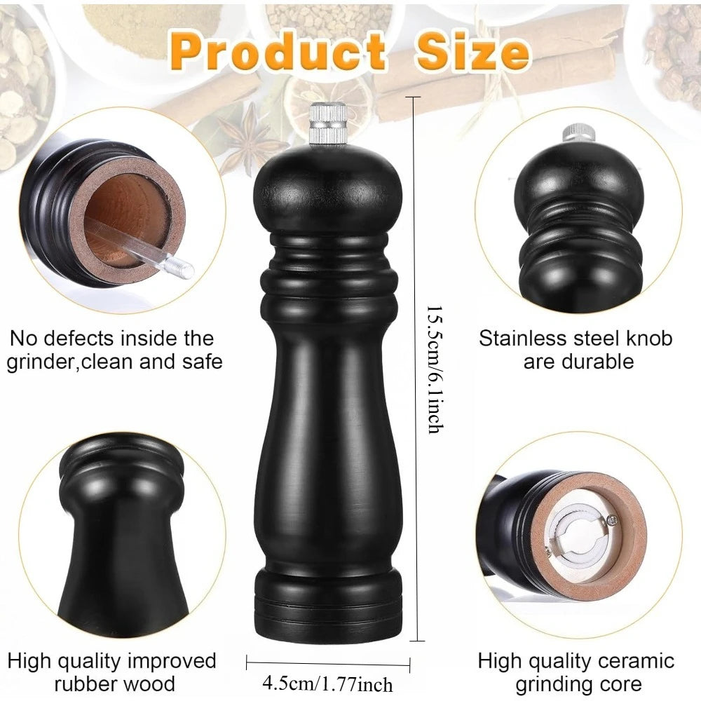 Wooden Pepper Grinder Mill Refillable Sea Salt Pepper
