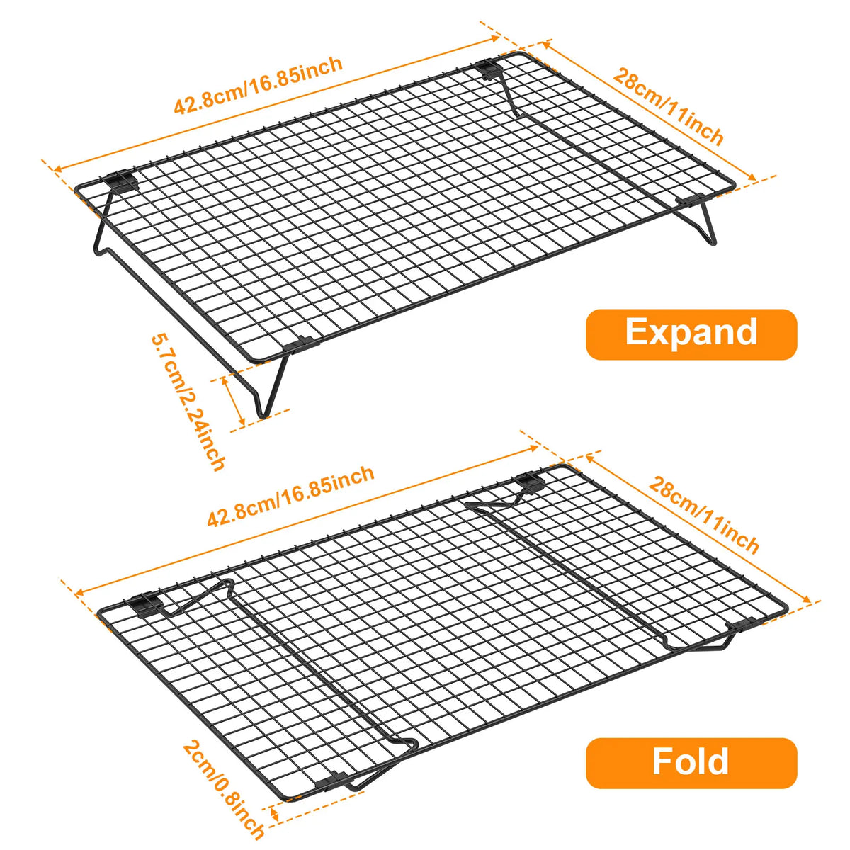 2pcs Wire Grid Baking Tray Cake Cooling Rack