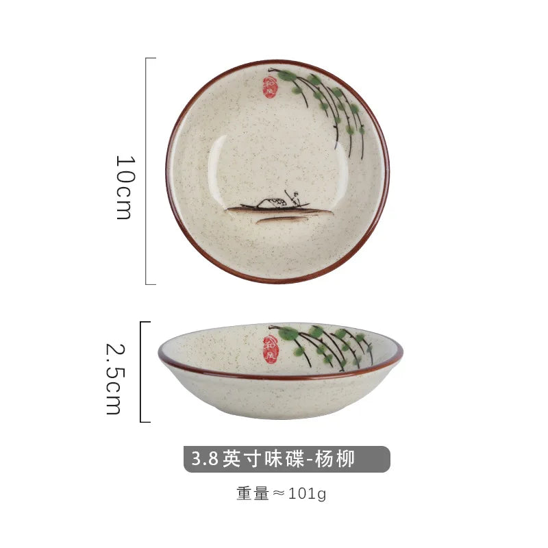 Japanese Style Ceramic Small Plate Round Sushi Dipping