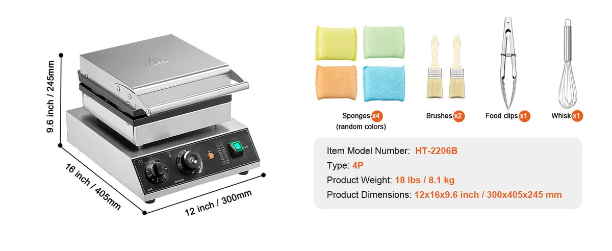Succebuy Commercial Waffle Maker Round Waffle Baker Machine