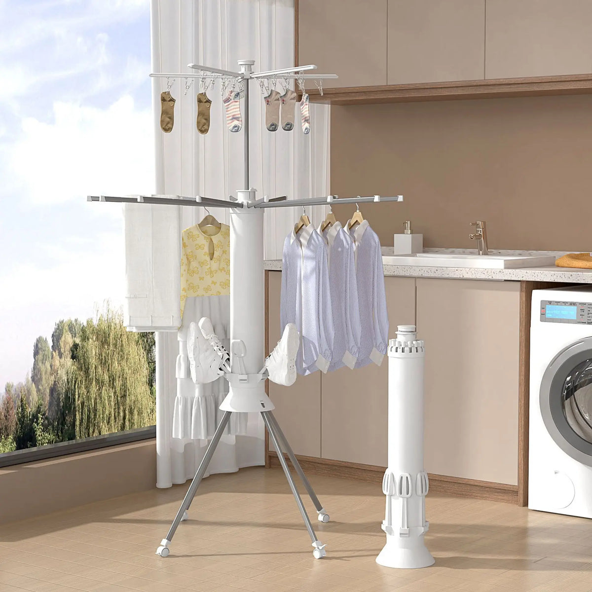 Octopus Drying Rack Balcony Folding Floor Pole Indoor
