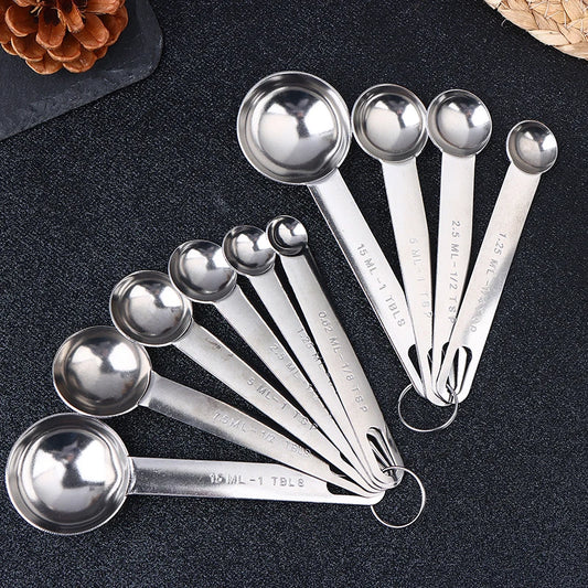 4/6/8pcs Stainless Steel Measuring Spoon Integrated Scale